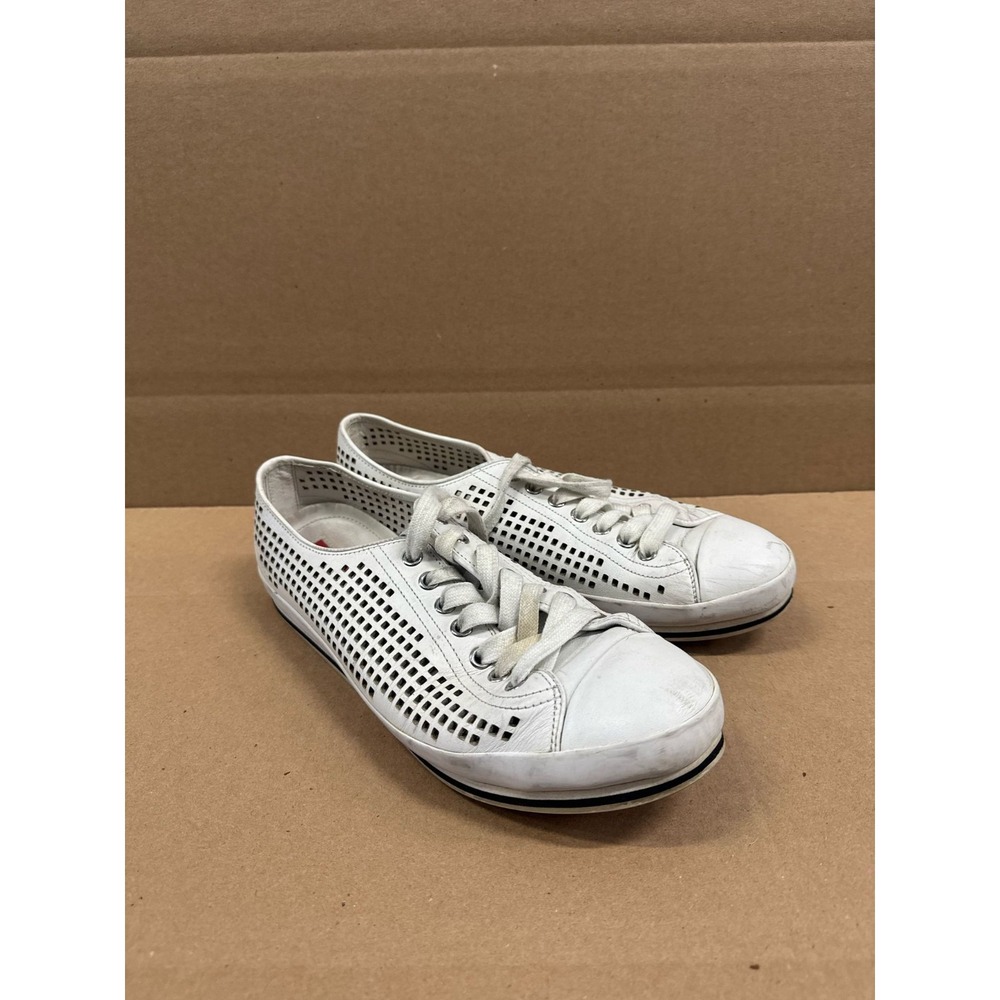 Prada Sport Perforated Leather Lace Up Sneakers White Men's Size 9 US